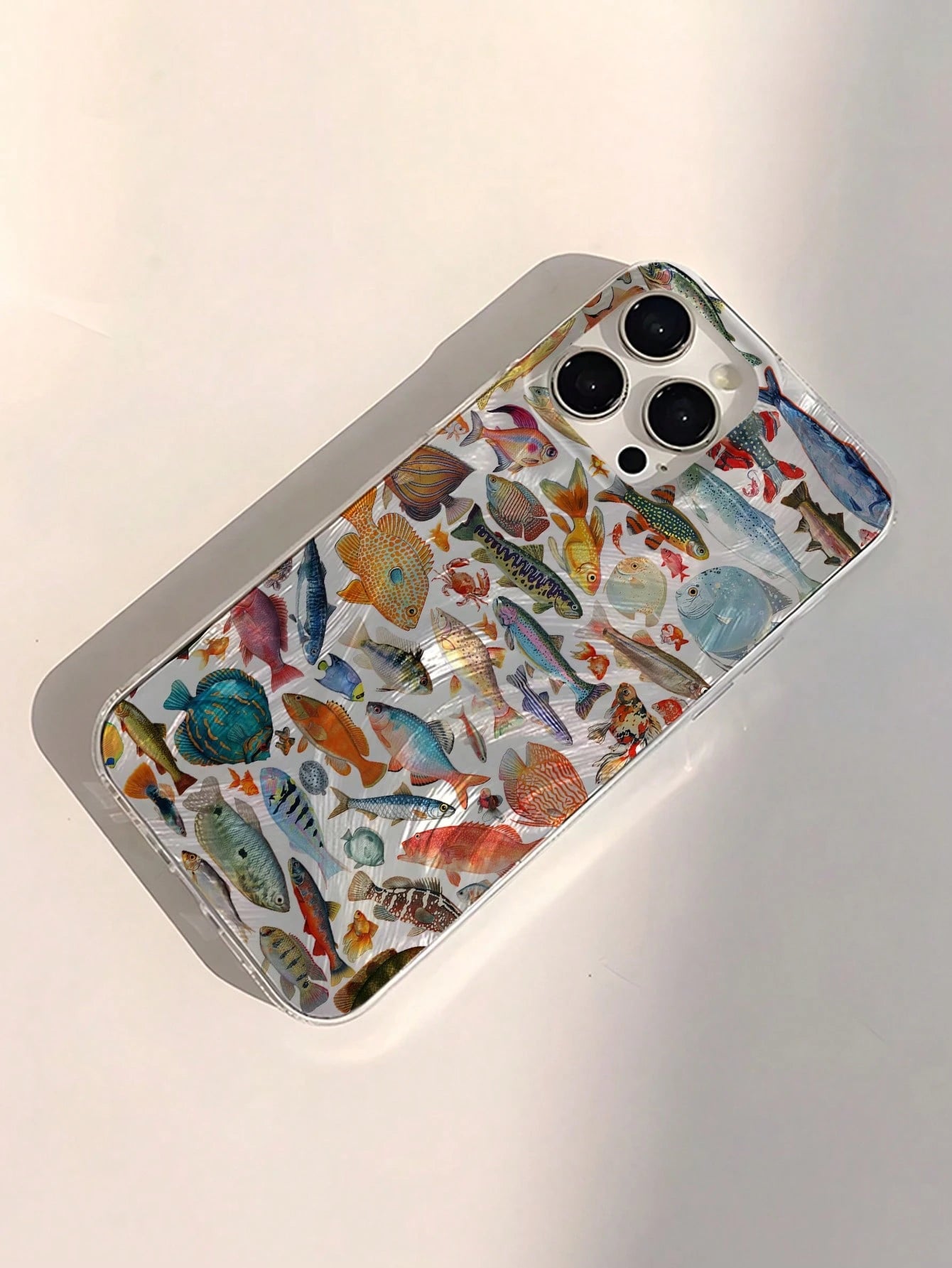 Minimalist Luxury Ocean Element Fashion IMD 1pc Fish Pattern Waterproof Anti-Fingerprint Scratch-Resistant Transparent Soft Glossy Smooth Phone Premium Case Compatible With Apple 16/16 Plus/16 Pro/16