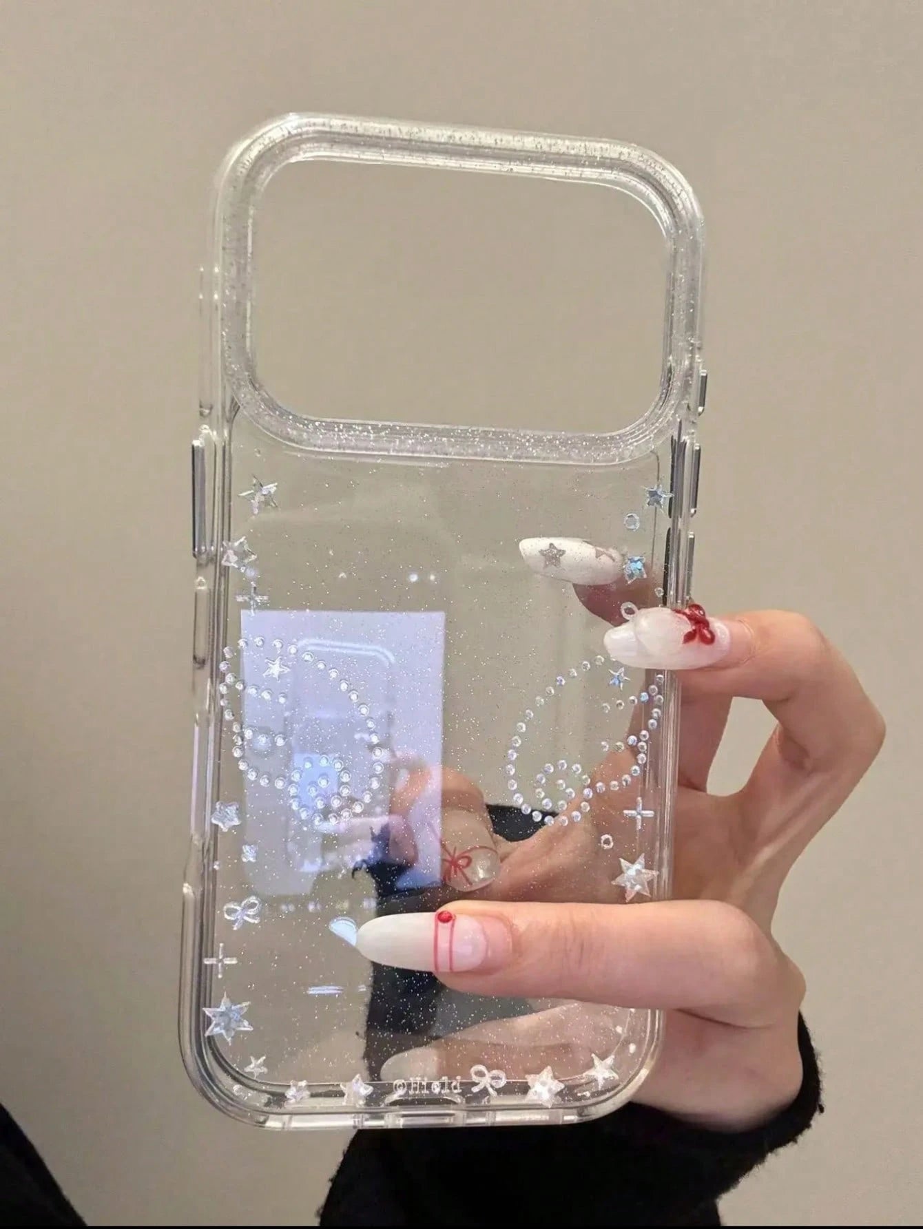 Minimalist Star Element Glitter Elegant Star, Bow & Wing Design Phone Case, Compatible With Iphone 17 Pro Max, 15 New, 14 Elegant, 16 Fashionable, 13, 15 Pro Anti-Drop Spring Gift