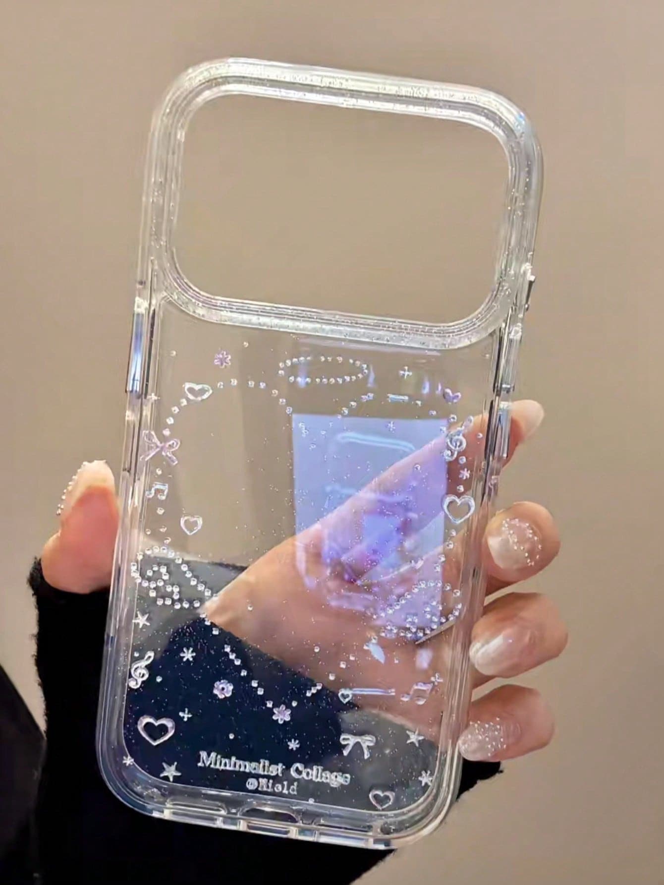 Minimalist Star Element Glitter Elegant Star, Bow & Wing Design Phone Case, Compatible With Iphone 17 Pro Max, 15 New, 14 Elegant, 16 Fashionable, 13, 15 Pro Anti-Drop Spring Gift