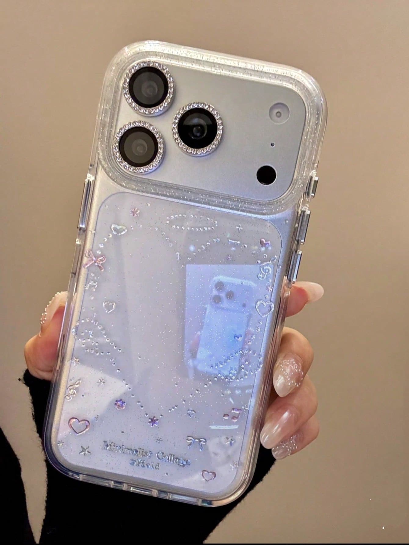 Minimalist Star Element Glitter Elegant Star, Bow & Wing Design Phone Case, Compatible With Iphone 17 Pro Max, 15 New, 14 Elegant, 16 Fashionable, 13, 15 Pro Anti-Drop Spring Gift
