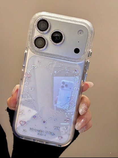 Minimalist Star Element Glitter Elegant Star, Bow & Wing Design Phone Case, Compatible With Iphone 17 Pro Max, 15 New, 14 Elegant, 16 Fashionable, 13, 15 Pro Anti-Drop Spring Gift