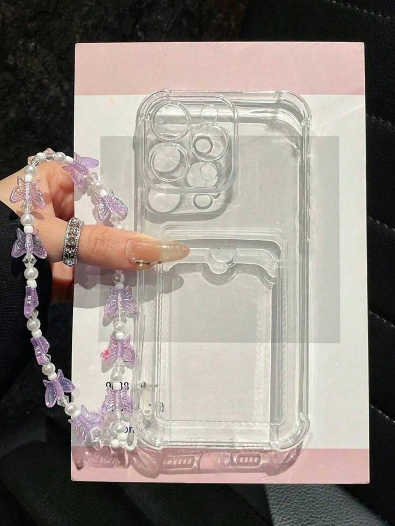 Minimalist Wallet Card Bag Cardholder Phone Cases 1pc Solid Color Simple Transparent Card Holder Anti-Drop Phone Case Compatible With Apple 7, 8, X, XS, 11, 11 Pro, 11 Pro Max, 12, 13, 14, 15, 16, 13