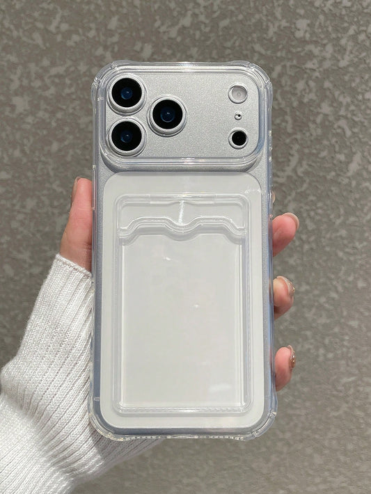 Minimalist Wallet Card Holder Cardholder Phone Cases Solid Color Transparent Card Holder Phone Case Shockproof Lens Protection Card Slot For Photos Cards Frame Function Full Coverage Soft Case Compati