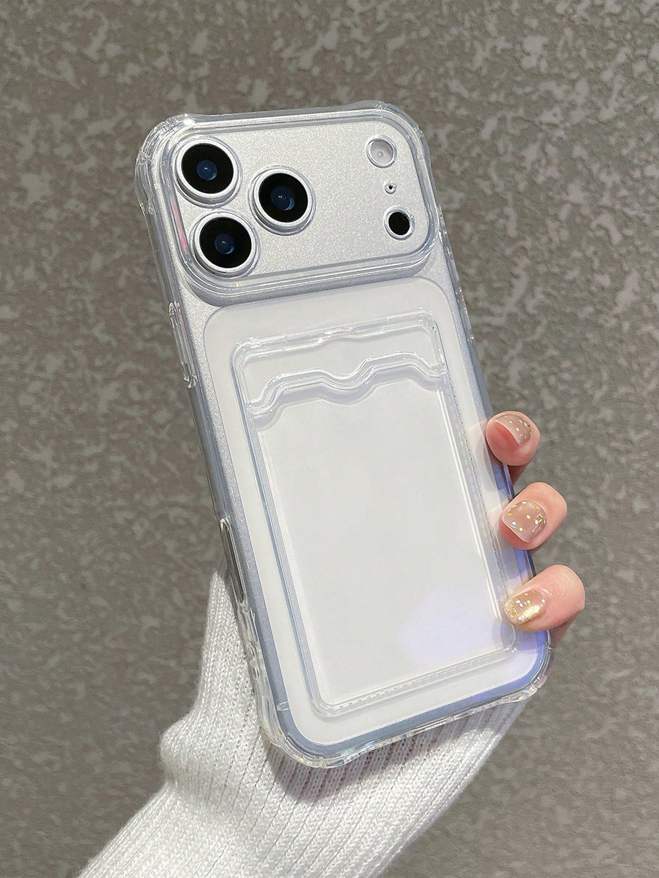 Minimalist Wallet Card Holder Cardholder Phone Cases Solid Color Transparent Card Holder Phone Case Shockproof Lens Protection Card Slot For Photos Cards Frame Function Full Coverage Soft Case Compati