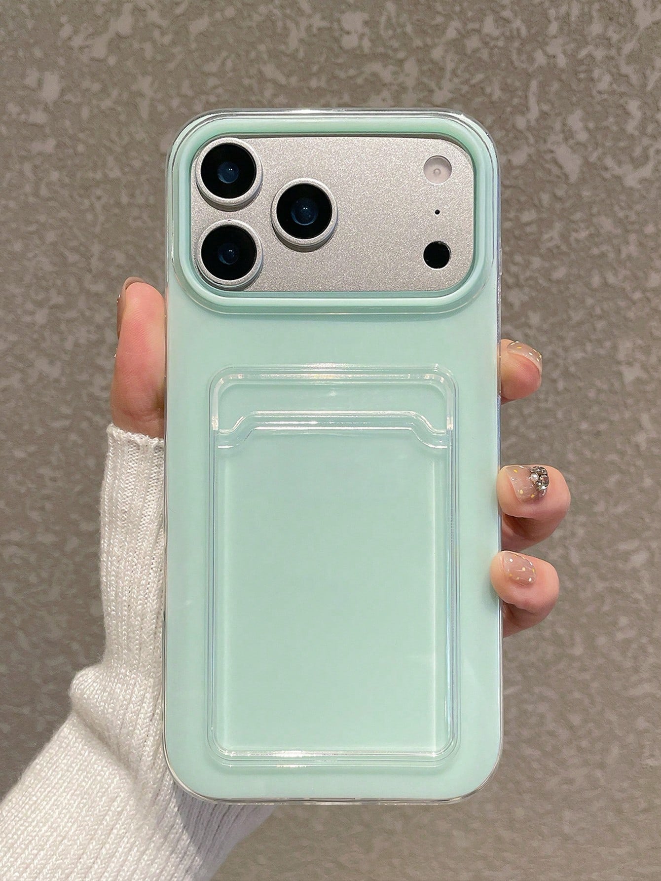 Minimalist Wallet Card Holder Cardholder Phone Cases Solid Color Transparent Card Holder Phone Case Shockproof Lens Protection Card Slot For Photos Cards Frame Function Full Coverage Soft Case Compati
