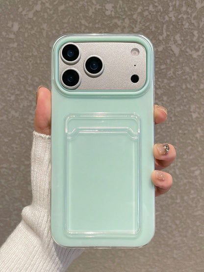 Minimalist Wallet Card Holder Cardholder Phone Cases Solid Color Transparent Card Holder Phone Case Shockproof Lens Protection Card Slot For Photos Cards Frame Function Full Coverage Soft Case Compati