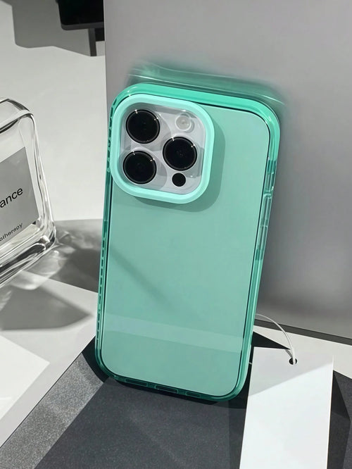 Mint Green Screen Protection Silicone Thickened Bumper Solid Color Thick Soft 1pc Anti-Drop Transparent Phone Case Compatible With IPhone 16/16 Pro/16 Plus/16 Pro Max/15/15 Plus/15 Pro/15 Pro Max/14 P
