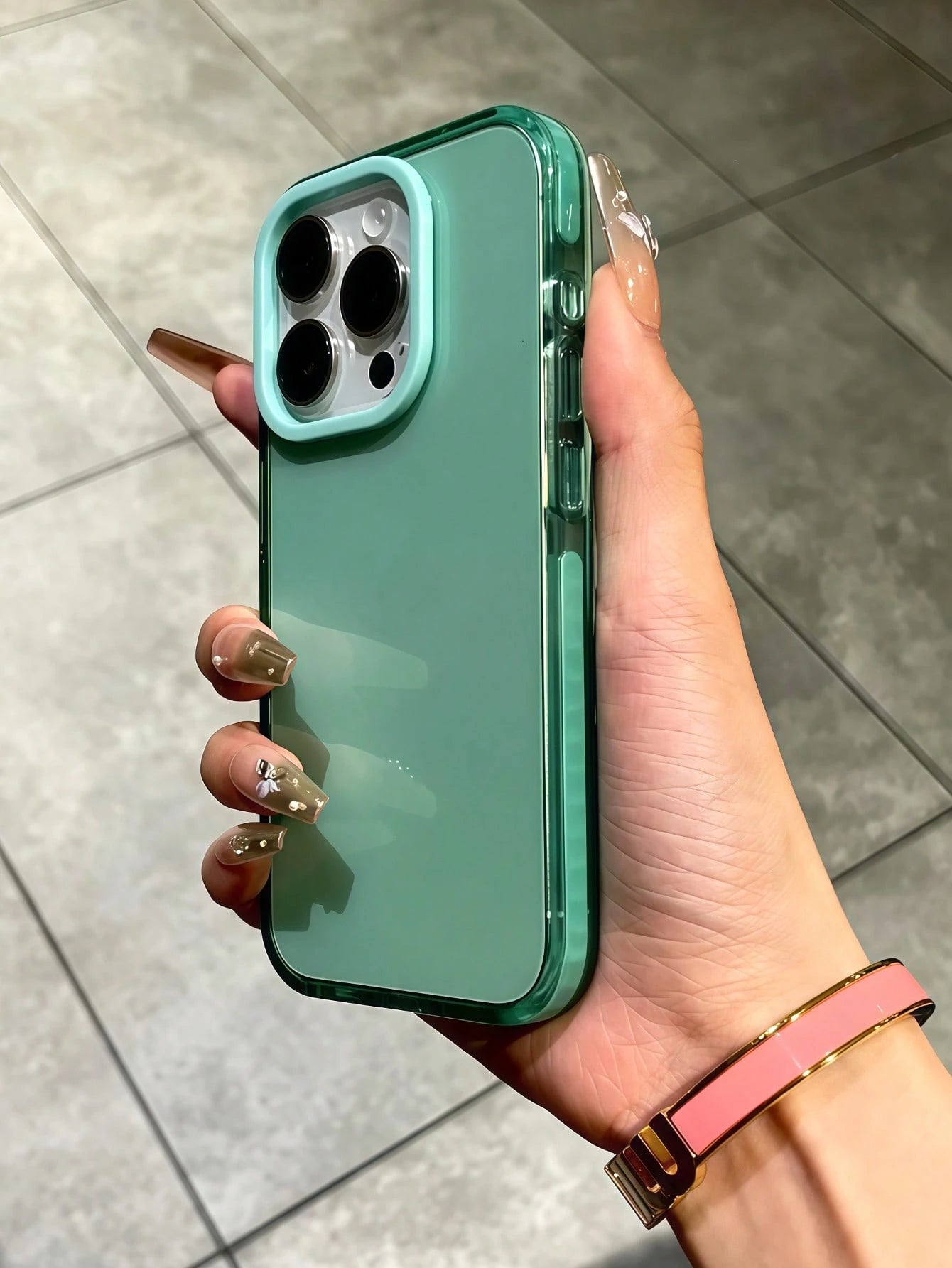 Mint Green Screen Protection Silicone Thickened Bumper Solid Color Thick Soft 1pc Anti-Drop Transparent Phone Case Compatible With IPhone 16/16 Pro/16 Plus/16 Pro Max/15/15 Plus/15 Pro/15 Pro Max/14 P