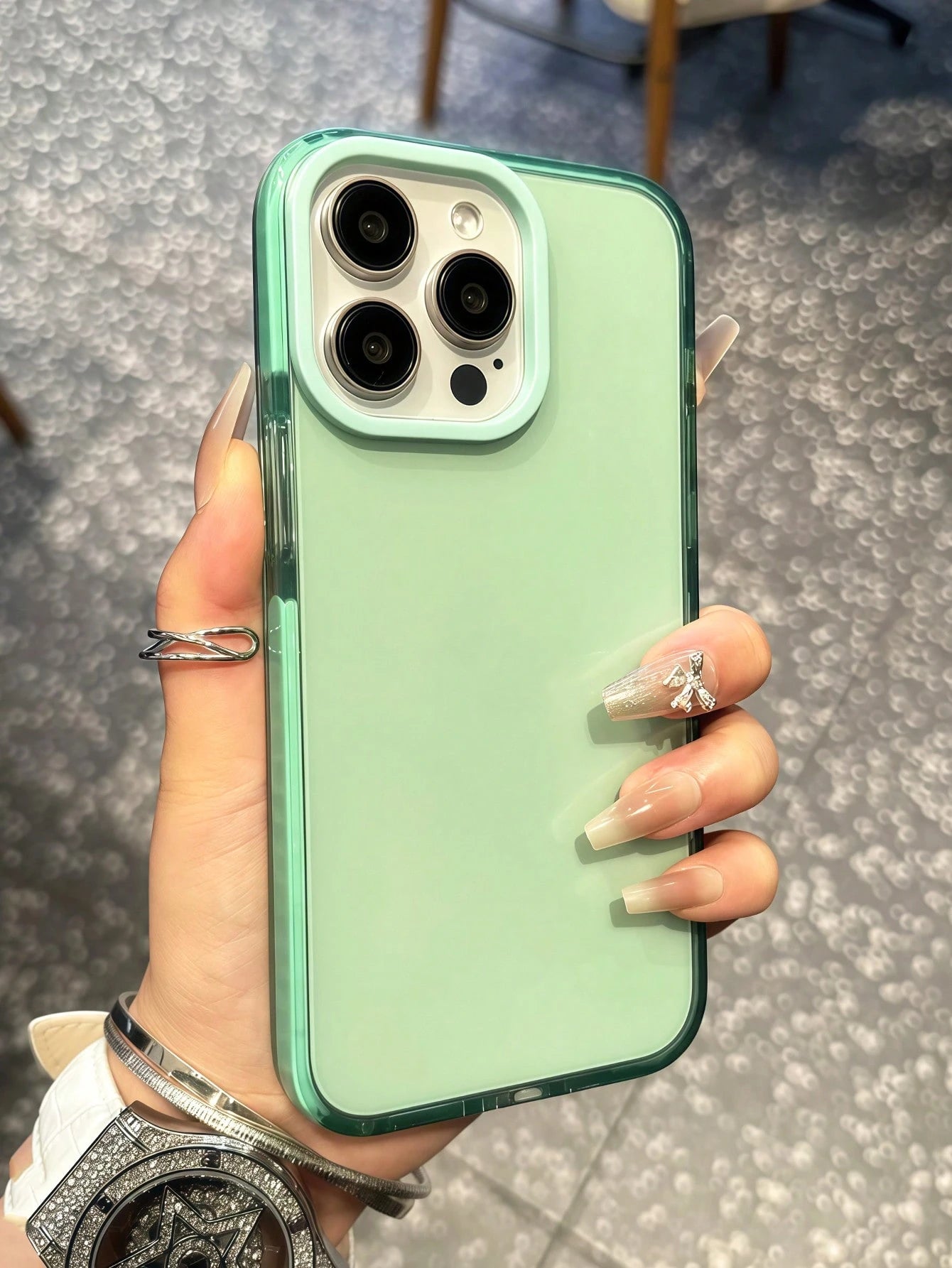Mint Green Screen Protection Silicone Thickened Bumper Solid Color Thick Soft 1pc Anti-Drop Transparent Phone Case Compatible With IPhone 16/16 Pro/16 Plus/16 Pro Max/15/15 Plus/15 Pro/15 Pro Max/14 P