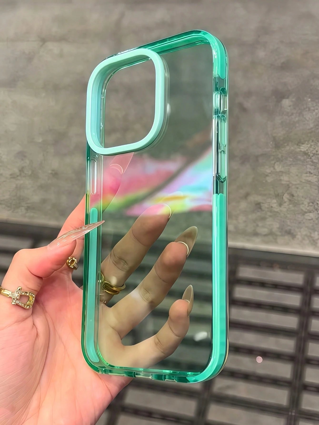 Mint Green Screen Protection Silicone Thickened Bumper Solid Color Thick Soft 1pc Anti-Drop Transparent Phone Case Compatible With IPhone 16/16 Pro/16 Plus/16 Pro Max/15/15 Plus/15 Pro/15 Pro Max/14 P