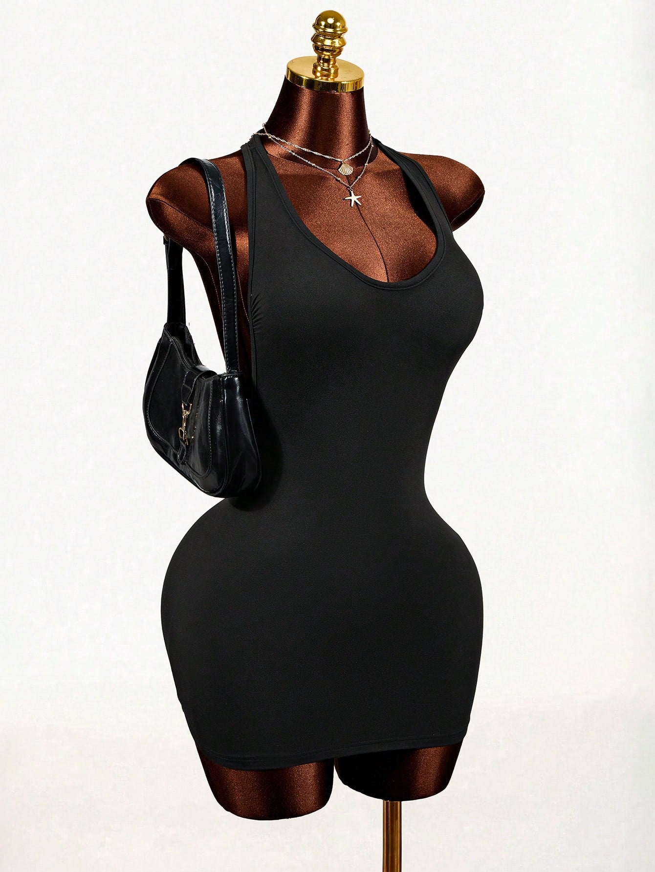 Mistrie 2026 Black Summer New Street Fashion Casual Bodycon Short Dress,Back Hollow Design,Bandage Club Comfortable Elastic Fabric,Party Music Festival
