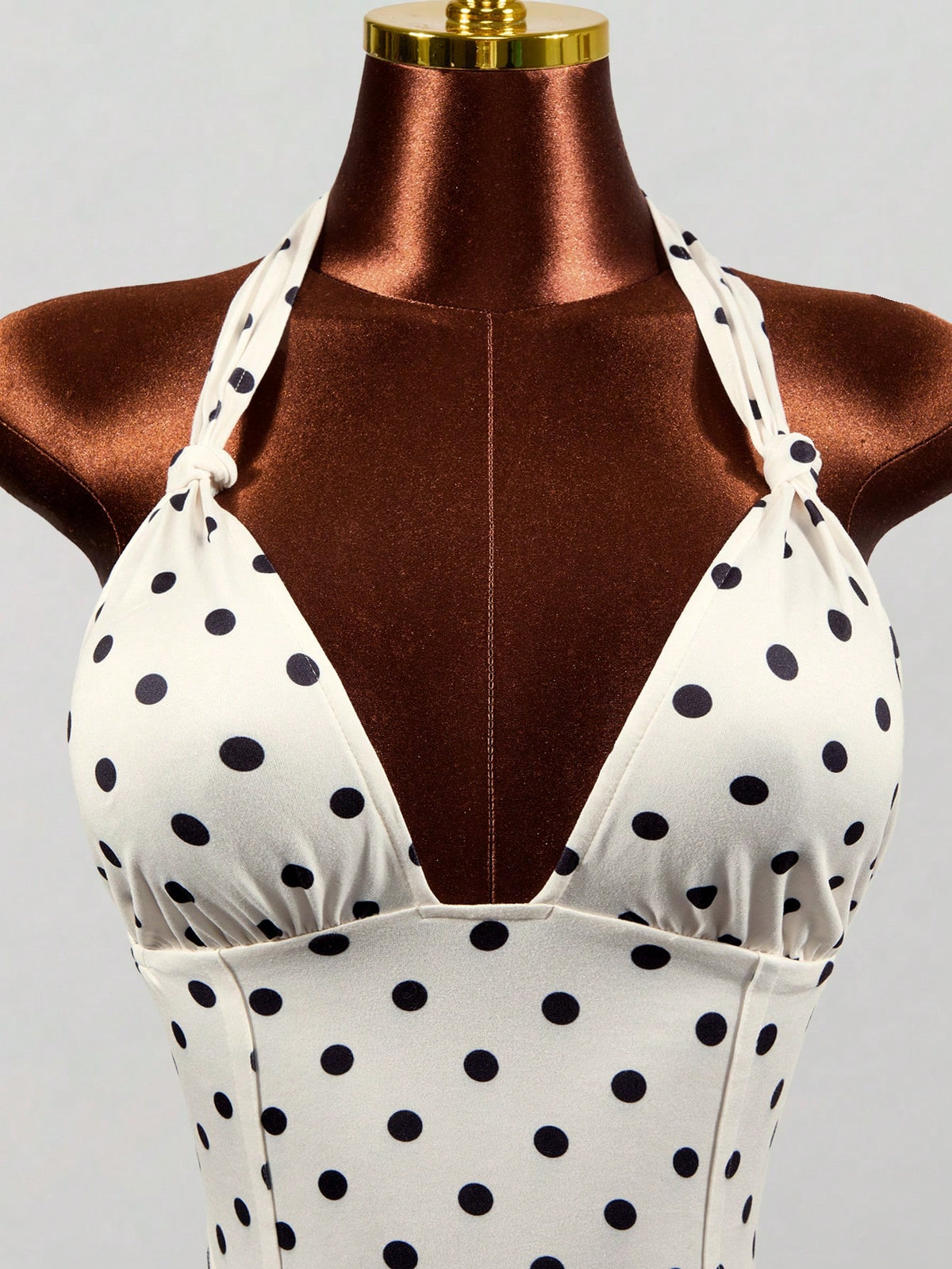 Mistrie White With Black Polka Dots Summer 1960s Vintage Vacation Women's Deep V Backless Midriff-Baring Camisole,Elegant Spaghetti Strap Crop Tank Top