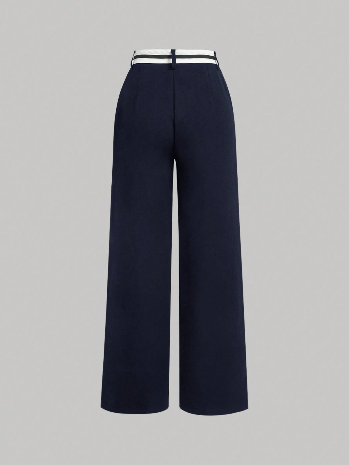 MOD Black Asymmetrical Waistline Retro Collegiate Style Versatile Women Suit Pants In Fall/Winter