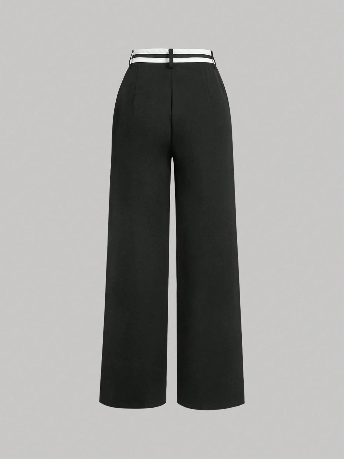 MOD Black Asymmetrical Waistline Retro Collegiate Style Versatile Women Suit Pants In Fall/Winter