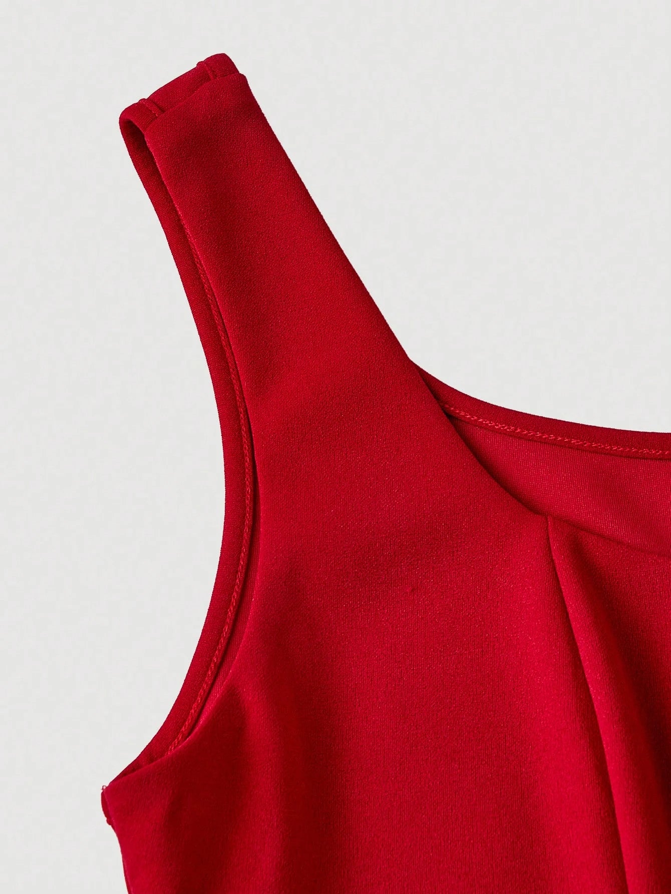 MOD Elegant Red Mini Tank Dress With Straps Sleeveless And Rhinestone Beading For Women Red Sun Dress