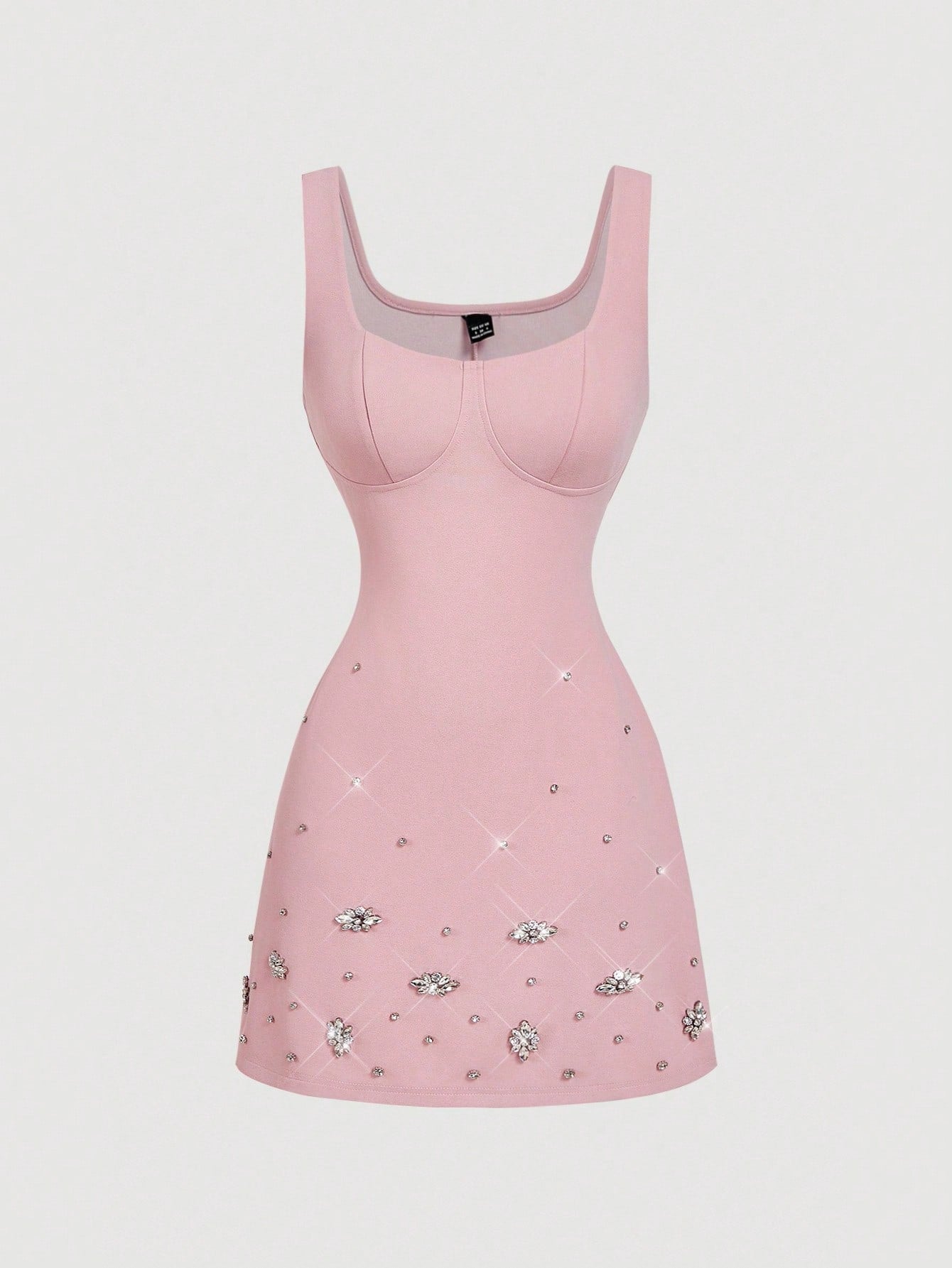 MOD Elegant Red Mini Tank Dress With Straps Sleeveless And Rhinestone Beading For Women Red Sun Dress