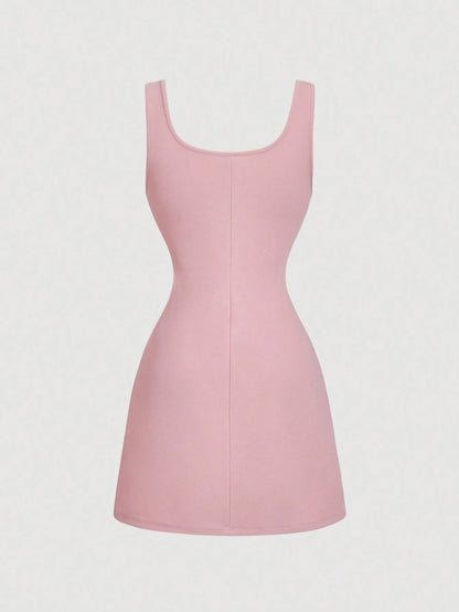 MOD Elegant Red Mini Tank Dress With Straps Sleeveless And Rhinestone Beading For Women Red Sun Dress