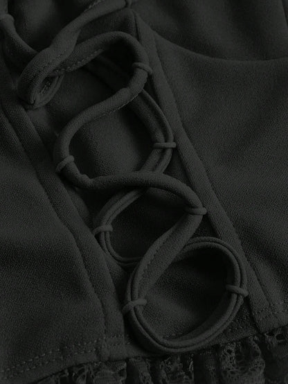MOD Frill Trim Lace Up Front Cami Top