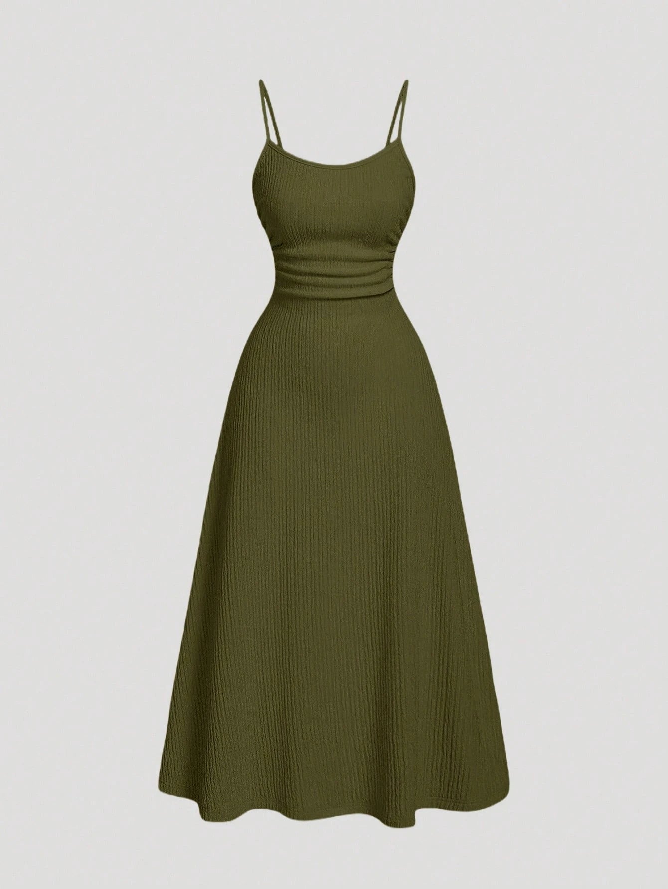 MOD Olive Green Minimalist Versatile Romantic Women Dress