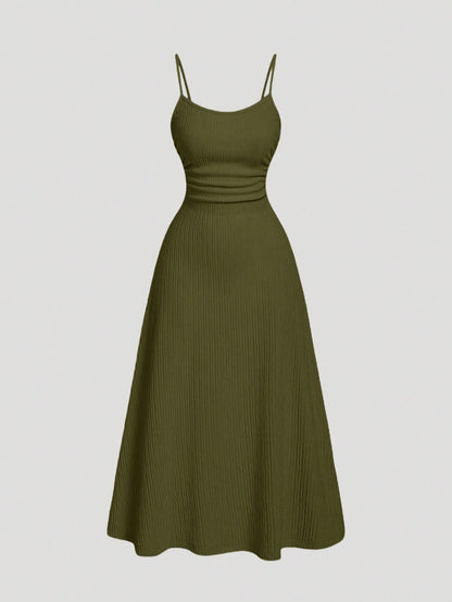 MOD Olive Green Minimalist Versatile Romantic Women Dress