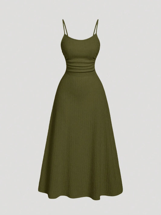 MOD Olive Green Minimalist Versatile Romantic Women Dress