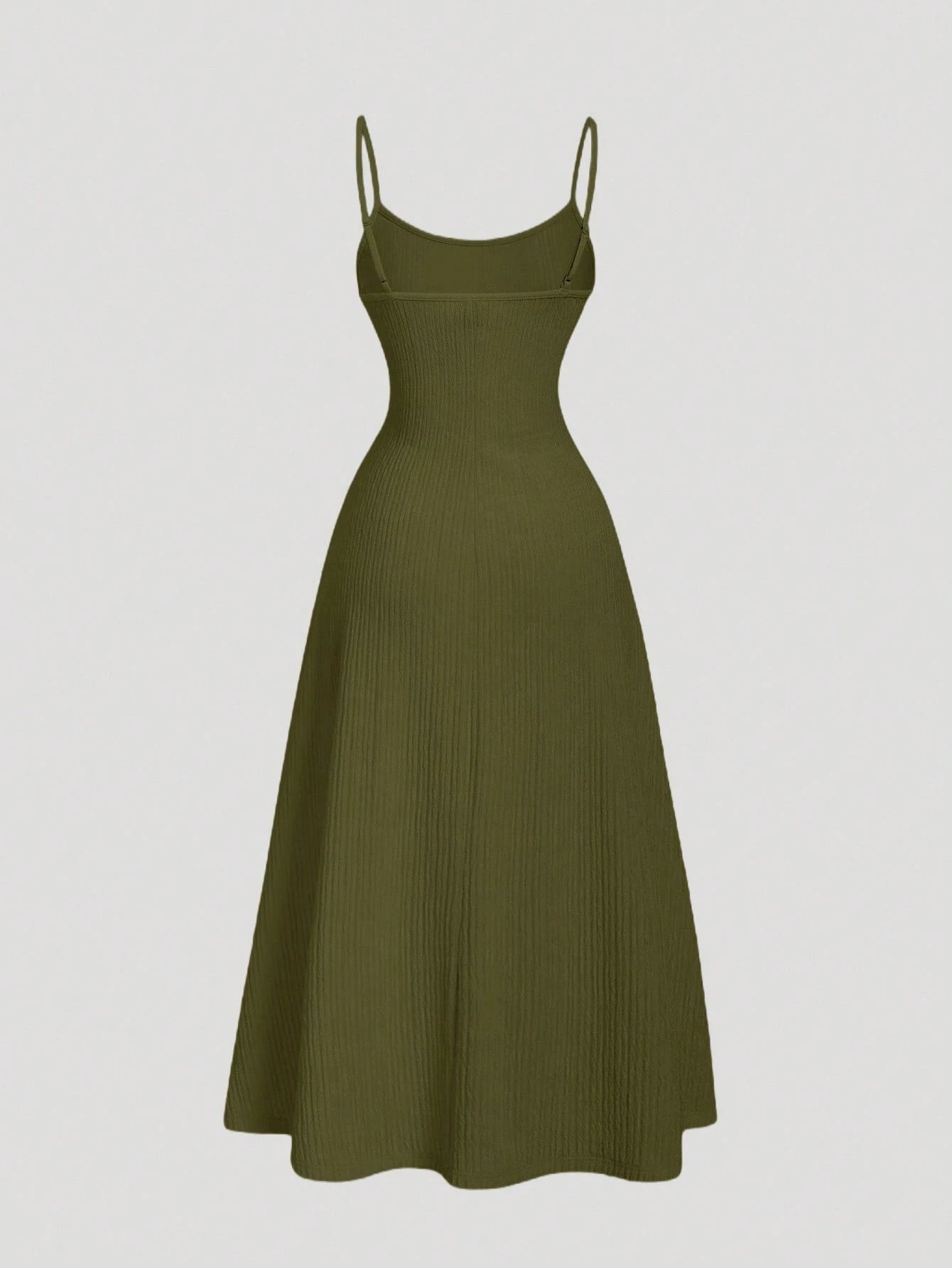 MOD Olive Green Minimalist Versatile Romantic Women Dress
