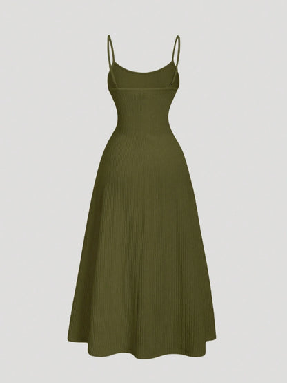 MOD Olive Green Minimalist Versatile Romantic Women Dress
