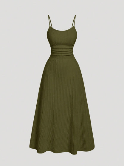 MOD Olive Green Minimalist Versatile Romantic Women Dress