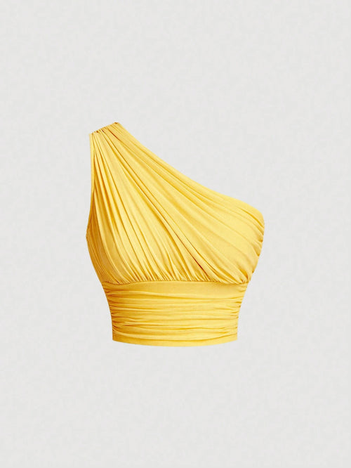 MOD One Shoulder Ruched Crop Top