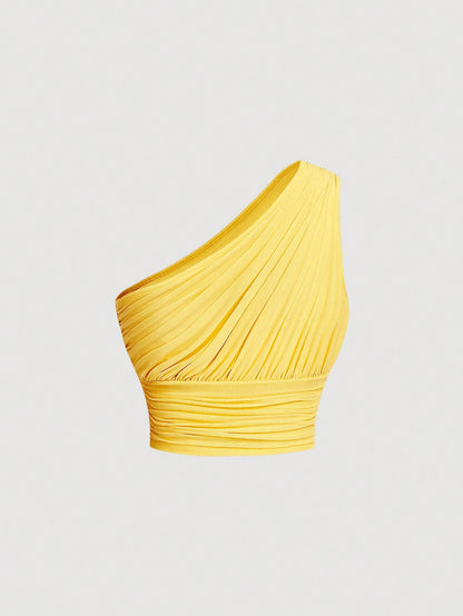 MOD One Shoulder Ruched Crop Top