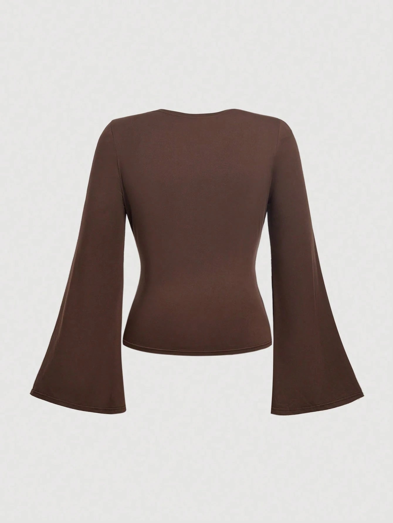 MOD Plus Size Women Black Black Ruffle Collar Flare Long Sleeve T-Shirt Top Fall
