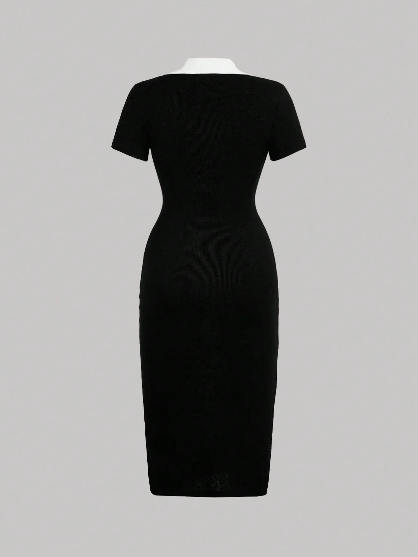 MOD Preppy Style Black And White Contrast Collar Button Front Dress