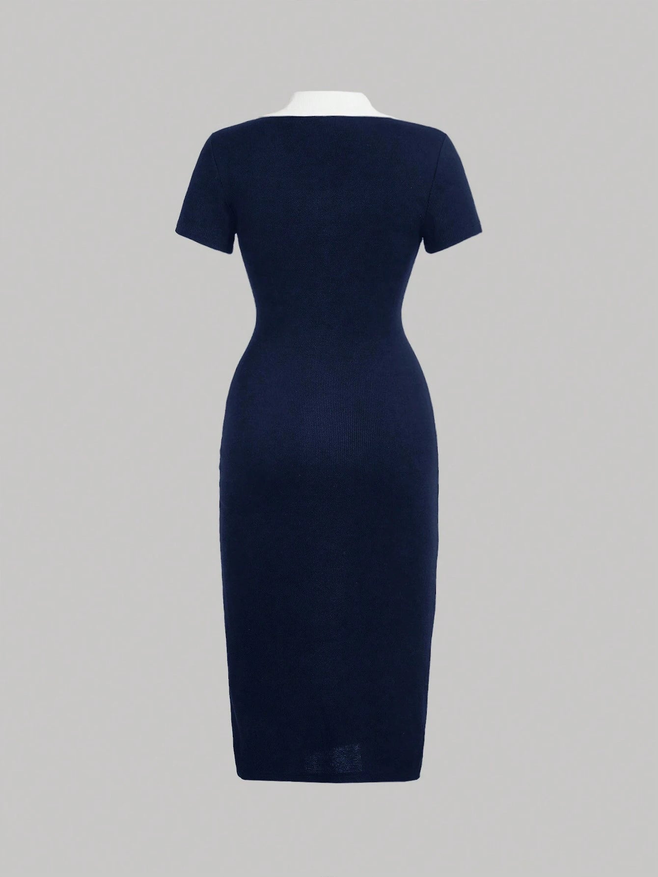 MOD Preppy Style Black And White Contrast Collar Button Front Dress