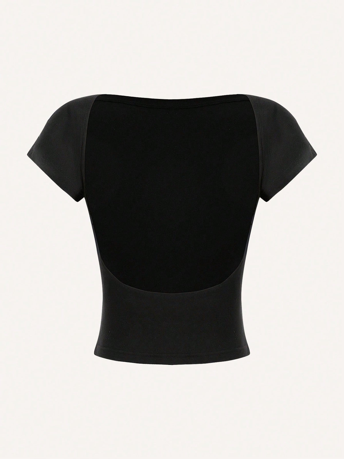 MOD Sexy Casual Minimalist Solid Color Off Shoulder Short Sleeve Backless Fitted Women T-Shirts, Suitable For Summer Suitable For Going Out