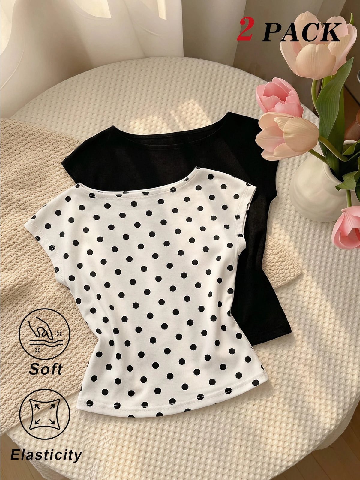 MOD Sexy Casual Minimalist Solid Color Off Shoulder Short Sleeve Backless Fitted Women T-Shirts, Suitable For Summer Suitable For Going Out