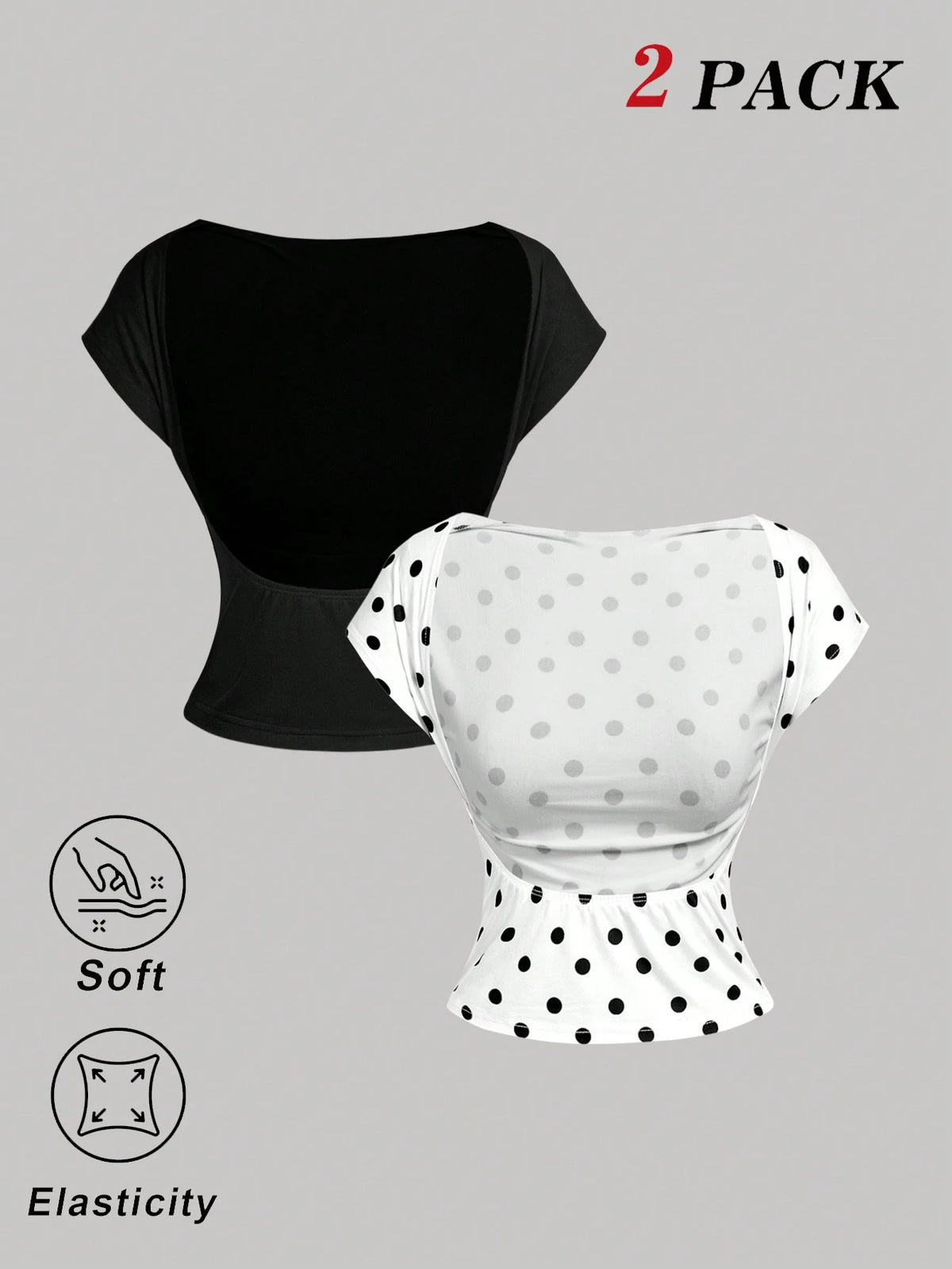 MOD Sexy Casual Minimalist Solid Color Off Shoulder Short Sleeve Backless Fitted Women T-Shirts, Suitable For Summer Suitable For Going Out