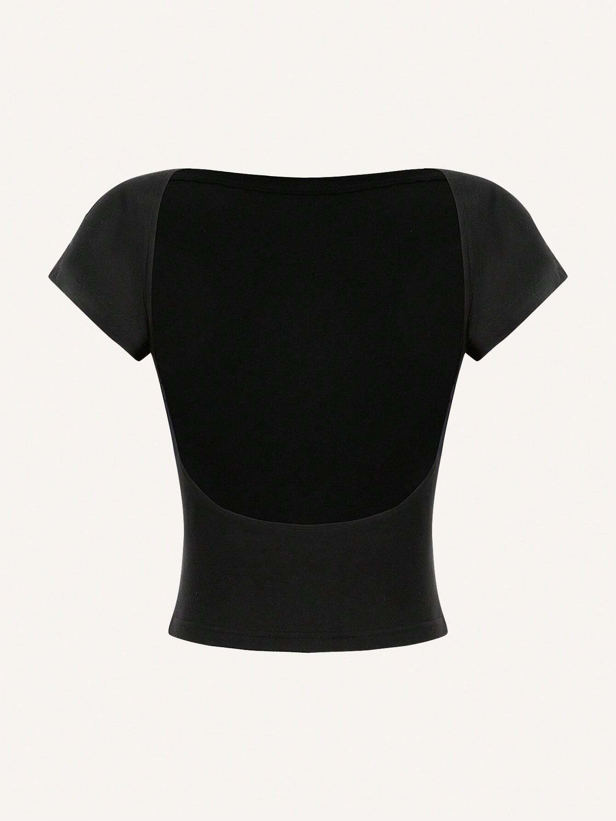 MOD Sexy Casual Minimalist Solid Color Off Shoulder Short Sleeve Backless Fitted Women T-Shirts, Suitable For Summer Suitable For Going Out
