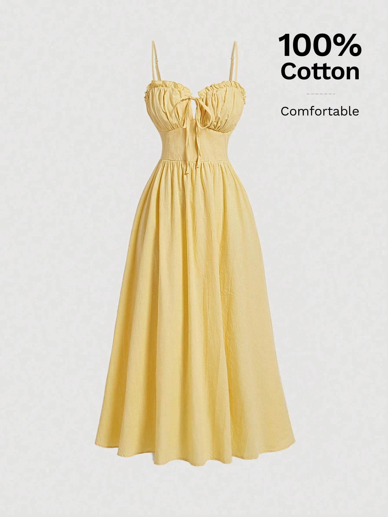 MOD Summer Cute Frill Trim Tie Front Cami Dress, Wedding Guest Dress