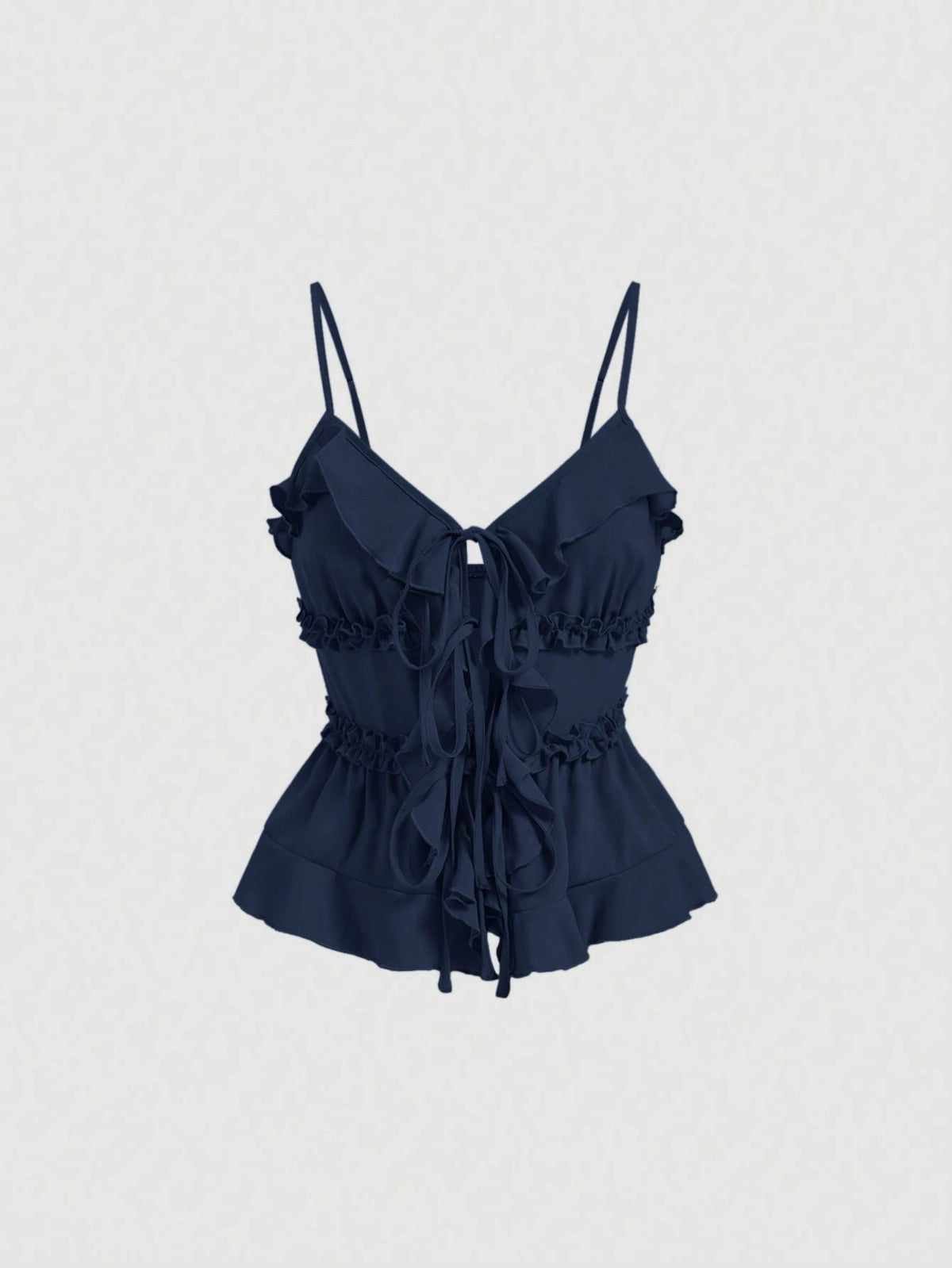 MOD Summer Navy Bodycon Ruffle Cup Wireless Bralette With Front Knot And Back Straps