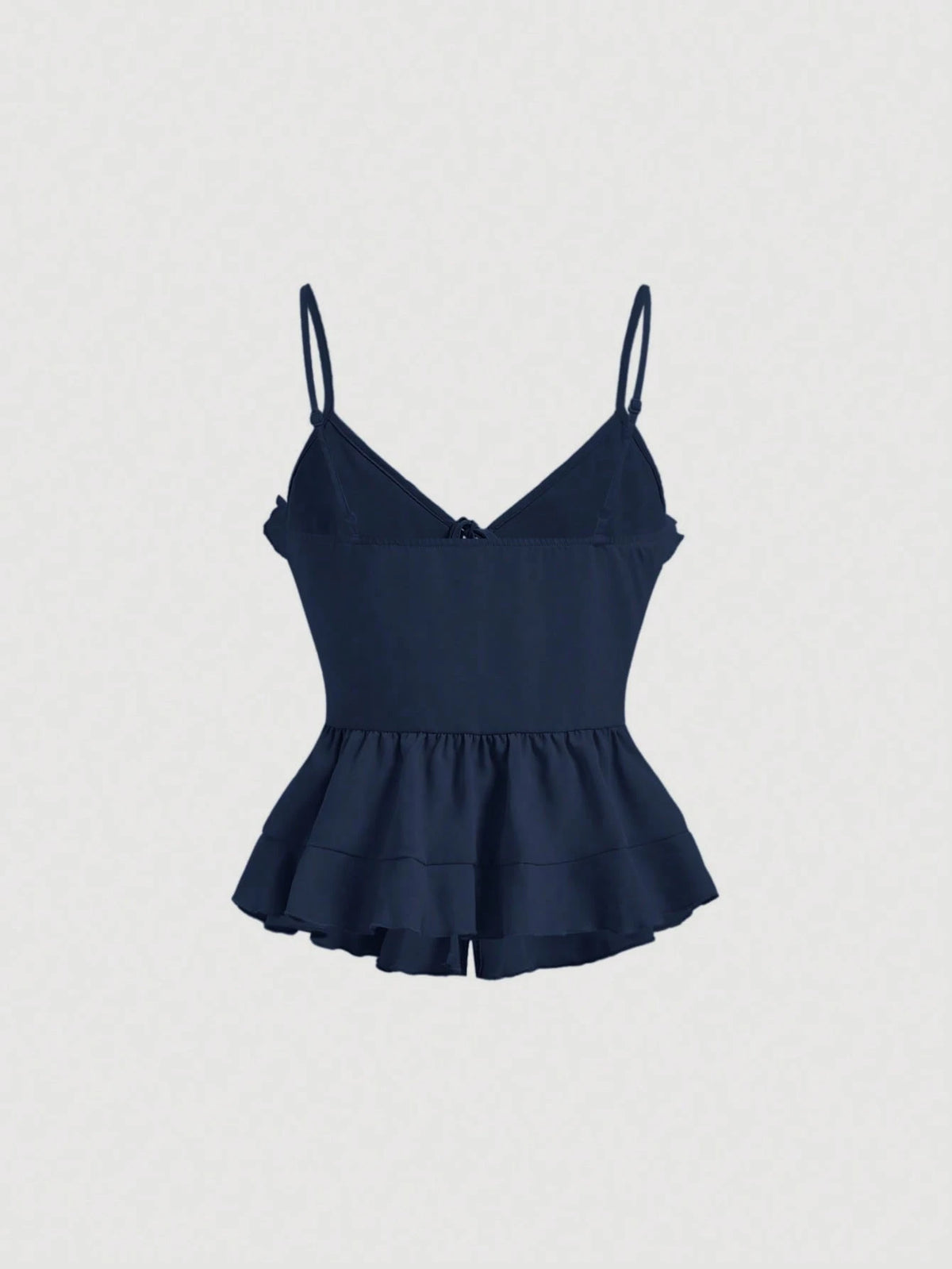 MOD Summer Navy Bodycon Ruffle Cup Wireless Bralette With Front Knot And Back Straps