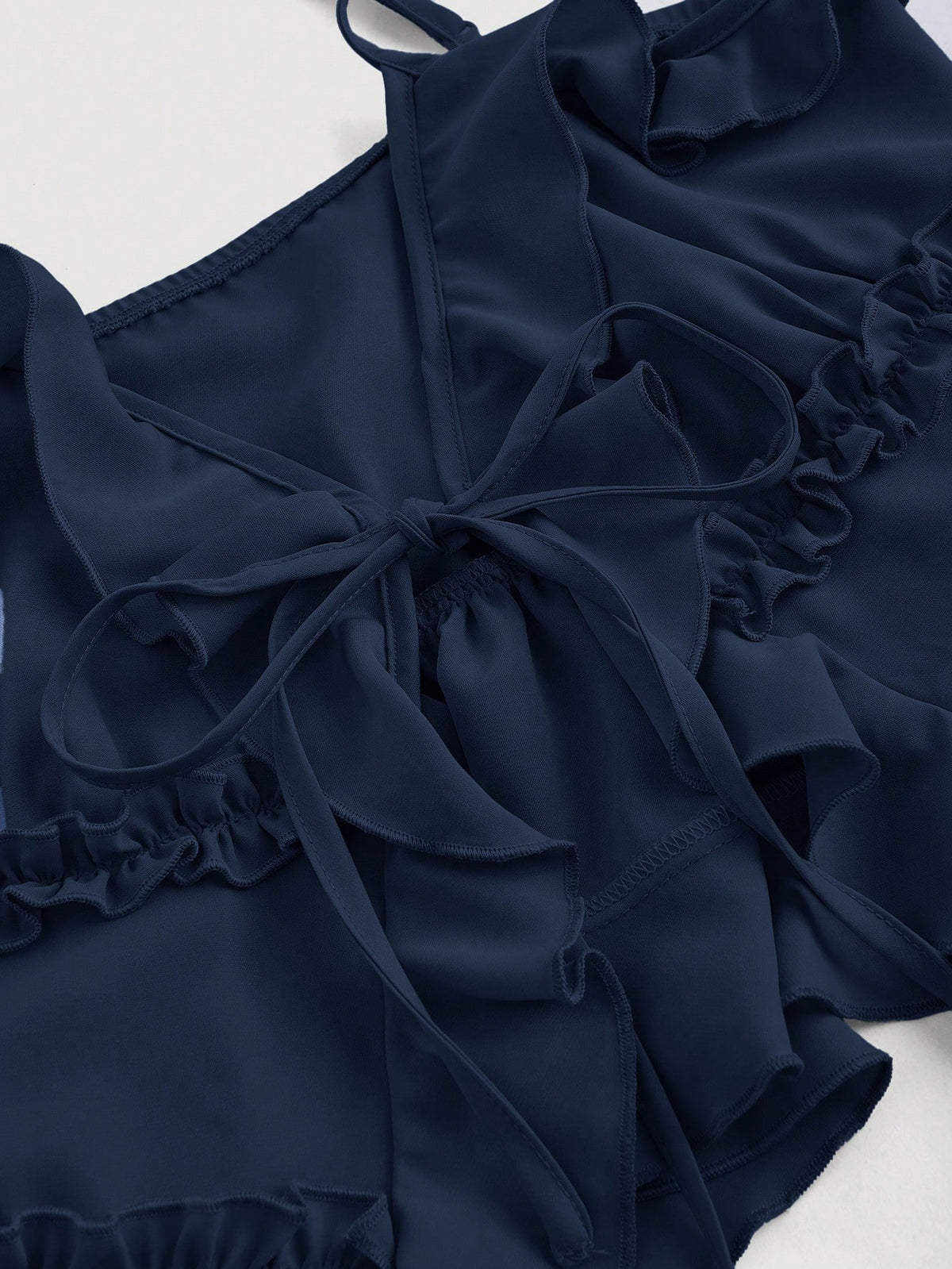 MOD Summer Navy Bodycon Ruffle Cup Wireless Bralette With Front Knot And Back Straps