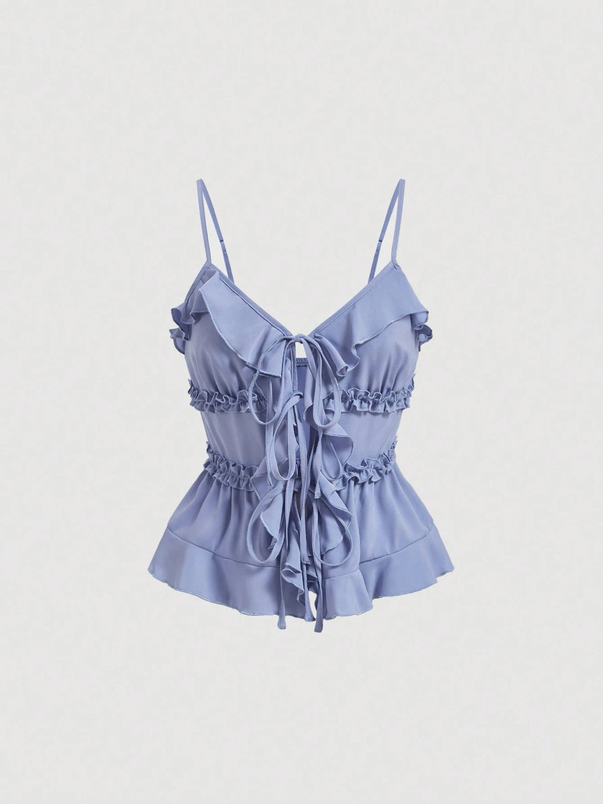 MOD Summer Navy Bodycon Ruffle Cup Wireless Bralette With Front Knot And Back Straps