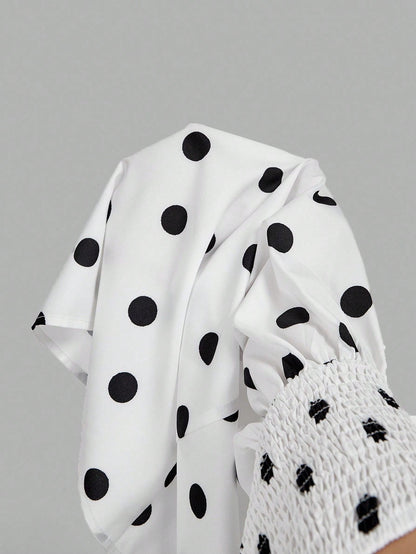 MOD Women's Cute White With Black Polka Dots Halter Dress,Retro 70s Retro Vintage Sleeveless Fit Flare Summer Dress,Wedding Guest Vacation Party,Birthday