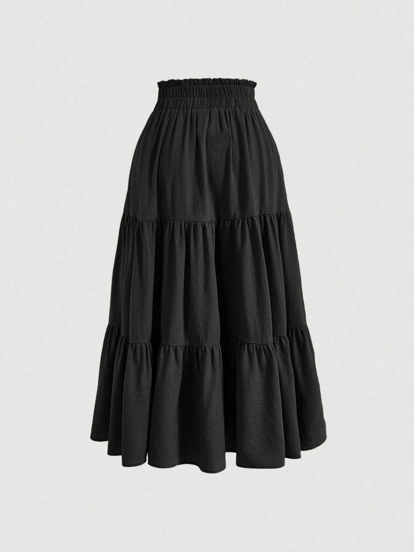 MOD Women's Solid Color Tie Waist Ruffle Hem Casual A-Line Skirt