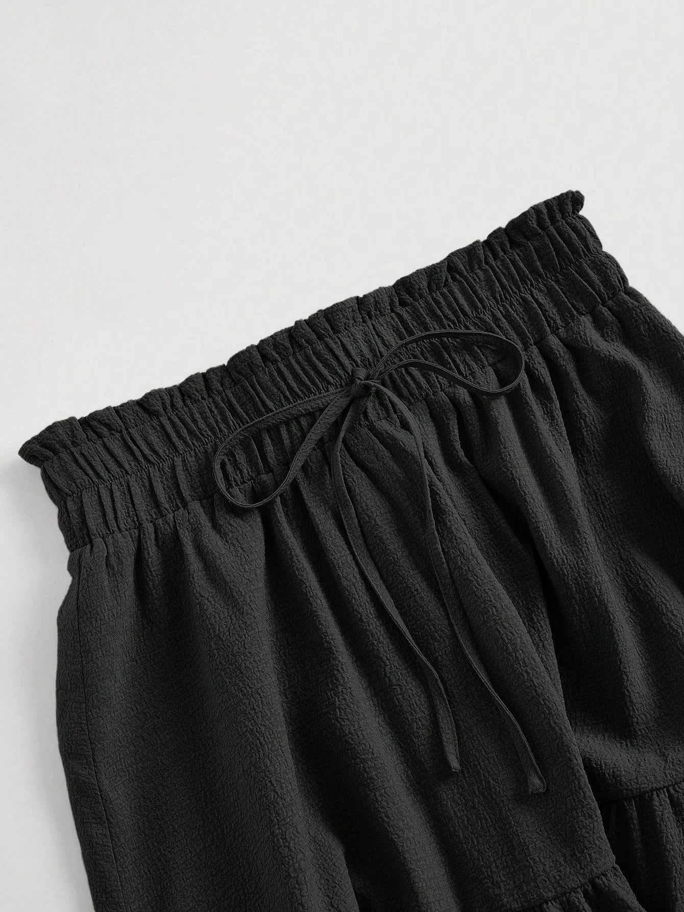 MOD Women's Solid Color Tie Waist Ruffle Hem Casual A-Line Skirt