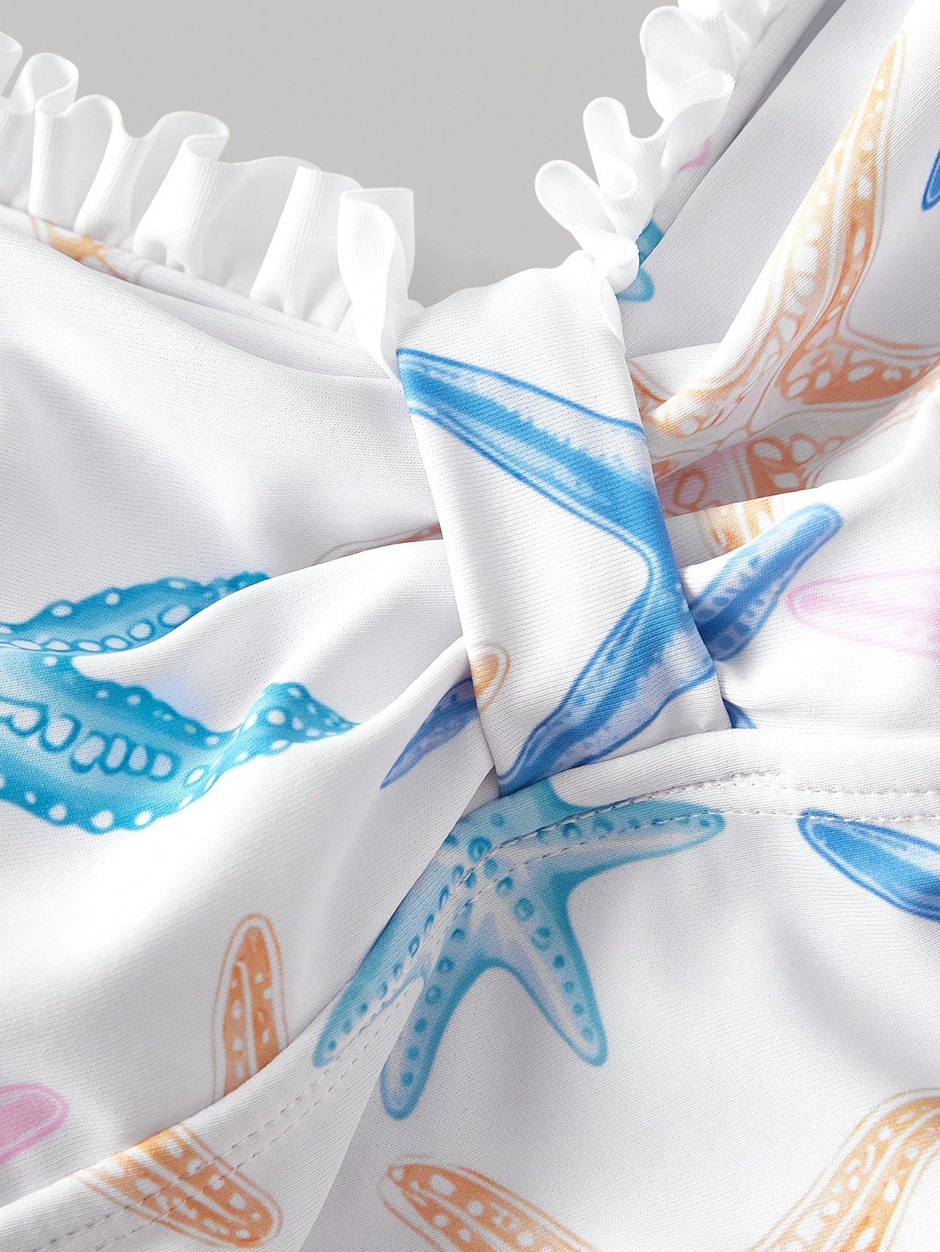 MOD Women's Starfish Print Ruched One-Piece Swimsuit, Women's Elegant Beach Swimsuit, Summer Outfit For Women, Suitable For Beach Vacation, Vintage, Western Wear Women, Women's Starfish Print Ru