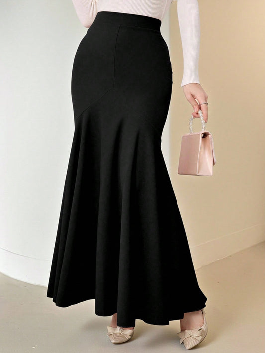 Modelyn High Waist Fitted Mermaid Flared Hem Women Skirt