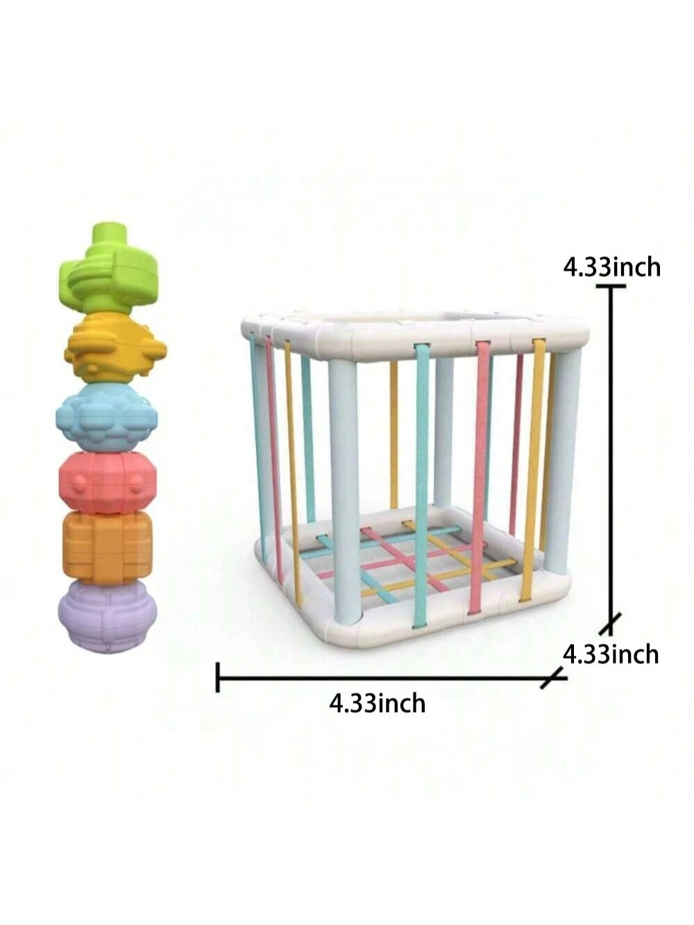 Montessori Infant Sensory Shape Sorting Toy, Colorful Cubes And 6 Multi-Sensory Shapes- Early Education Baby Shape & Color Recognition Grasping Balls, Learning Fine Motor Skills Toys, Toddler