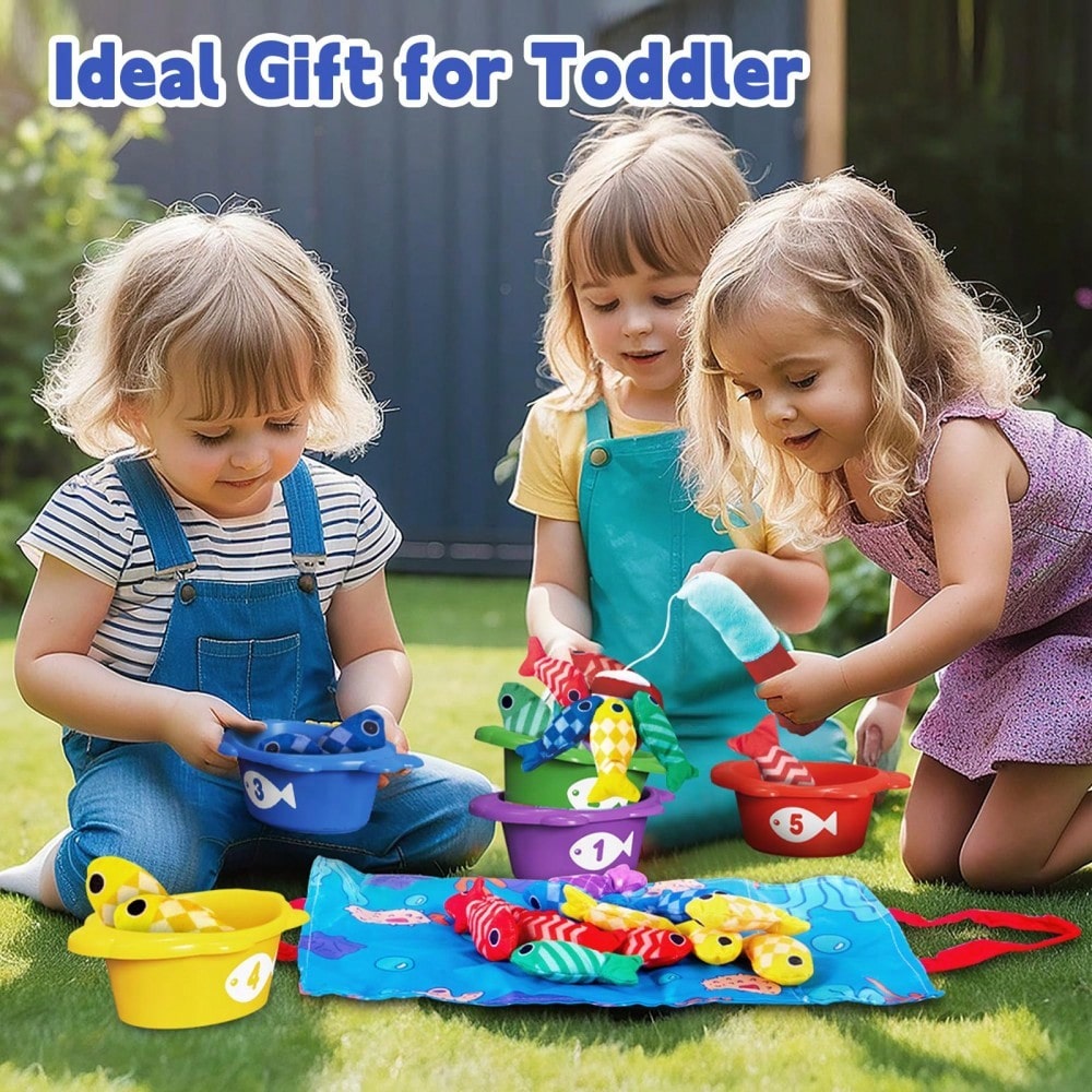 Montessori Toys 10 In 1 Fabric Fishing Game Set Designed For 1 Year Old Toddlers, Includes Stacking Cups, Baby Toys, Suitable For 12-18 Months Old, Birthday Gift, Preschool Toys, Suitable For 1-2 Year