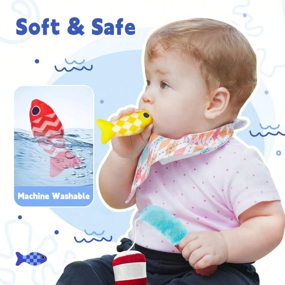 Montessori Toys 10 In 1 Fabric Fishing Game Set Designed For 1 Year Old Toddlers, Includes Stacking Cups, Baby Toys, Suitable For 12-18 Months Old, Birthday Gift, Preschool Toys, Suitable For 1-2 Year